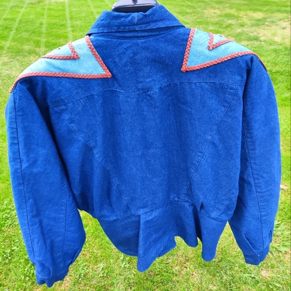 DOMALLO Jean & Leather Vintage Bomber Jacket. Excellent Condition Size Medium - Picture 6 of 7